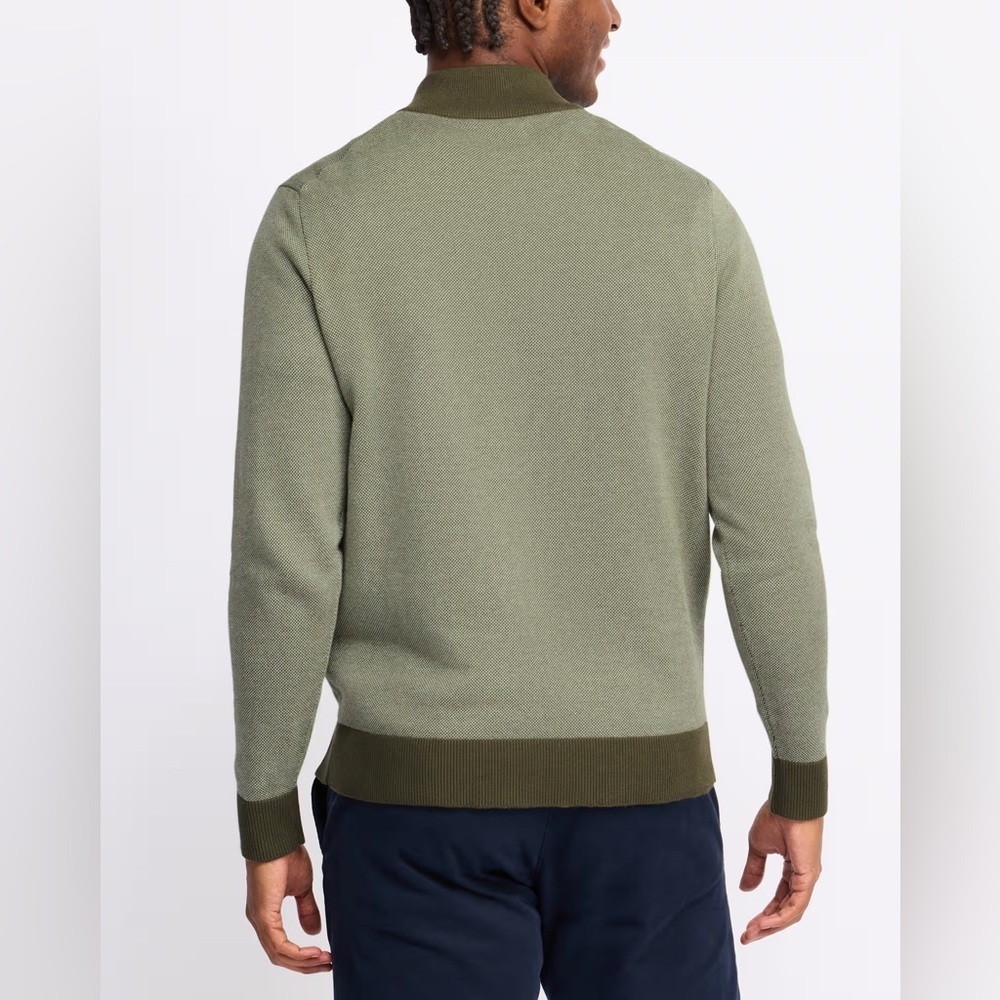 Hawker Rye Heathered Tuck Stitch 1/4 Zip Sweater Size Medium Green - Picture 2 of 6